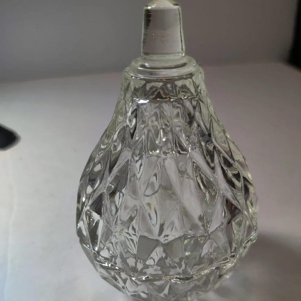 Pear Shaped Clear Glass Trinket dish with lid. Small & pretty, Unmarked, Shines
